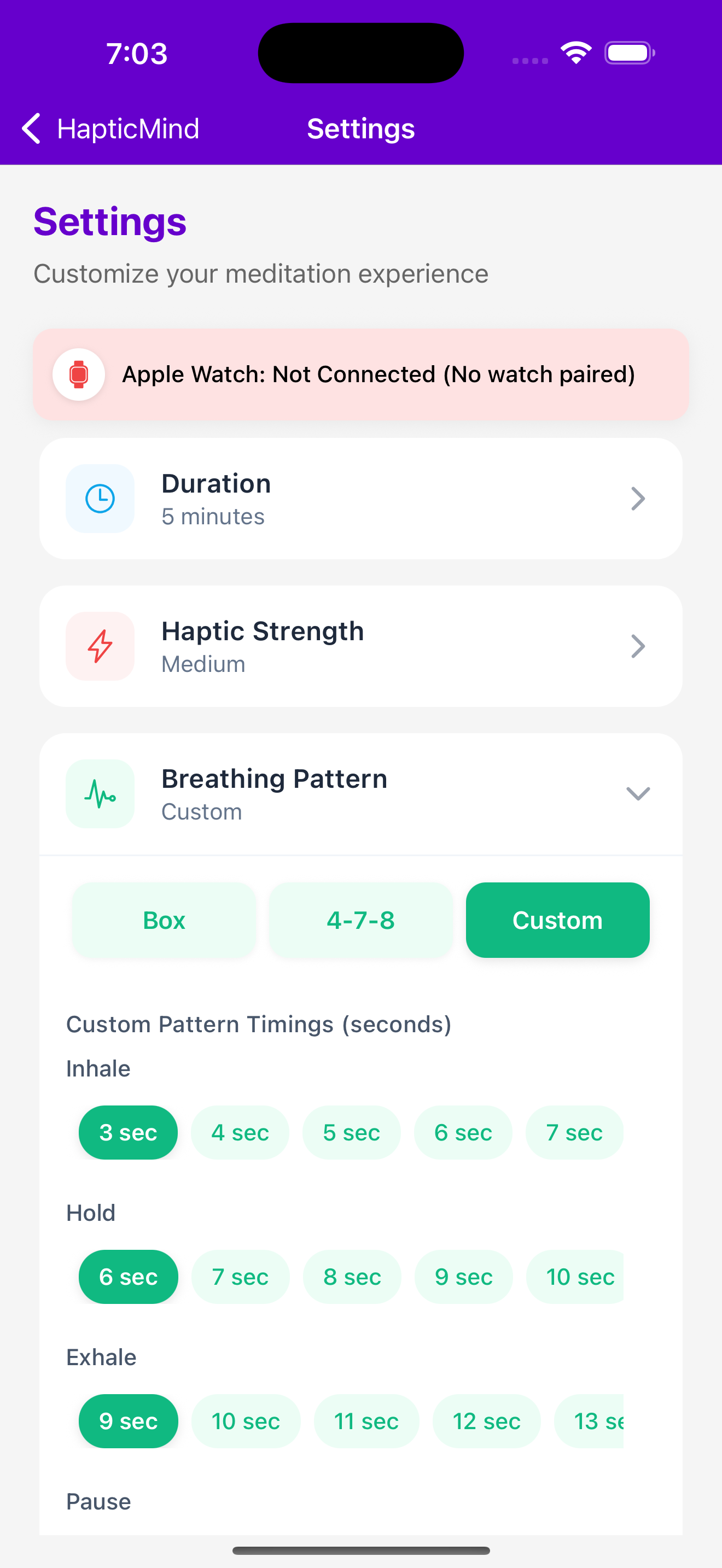 HapticMind Settings